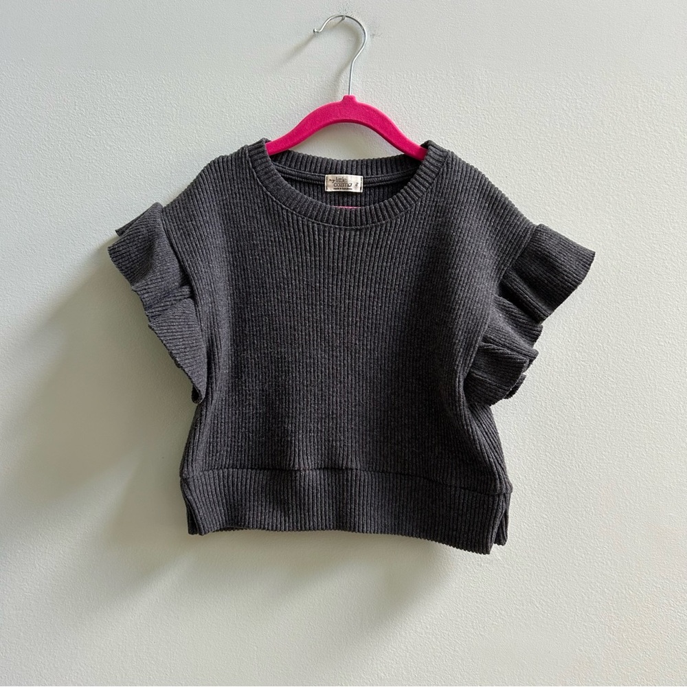 My Little Cozmo Organic Dark Gray Rib Vest, Size 6Y